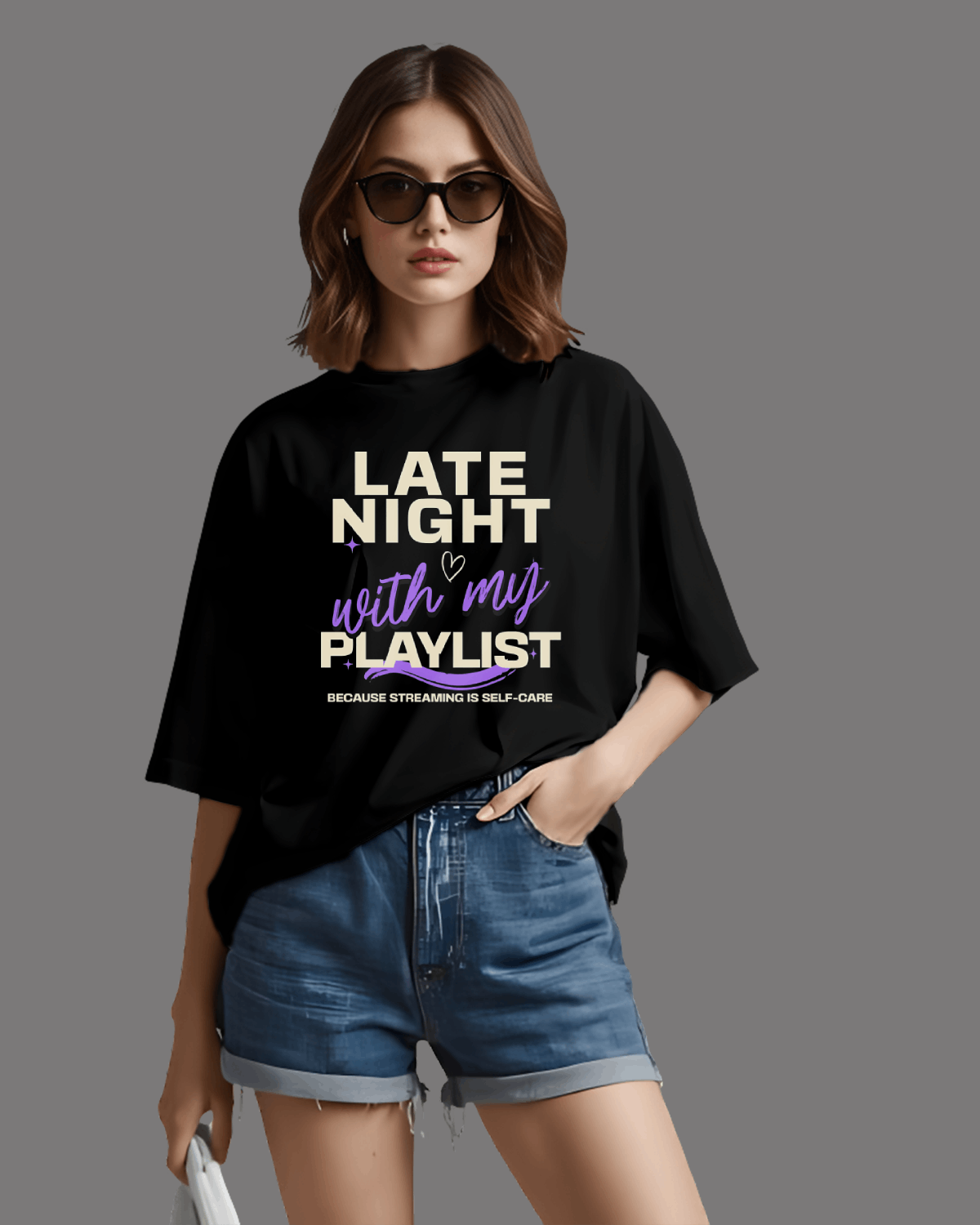 Late Night With My Playlist Oversized Classic T-Shirt