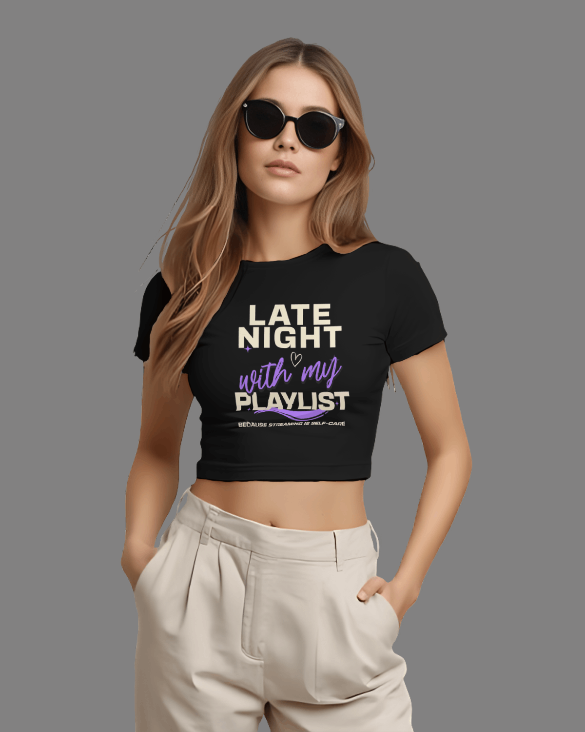 Late Night With My Playlist Crop Top